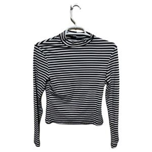 SHEIN Women’s Black and White Striped Long Sleeve Top Size Large